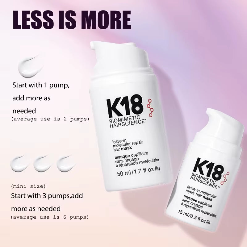K18 Leave-In Molecular Repair Hair Mask – 4-Minute Treatment to Reverse Damage, Restore Strength & Shine