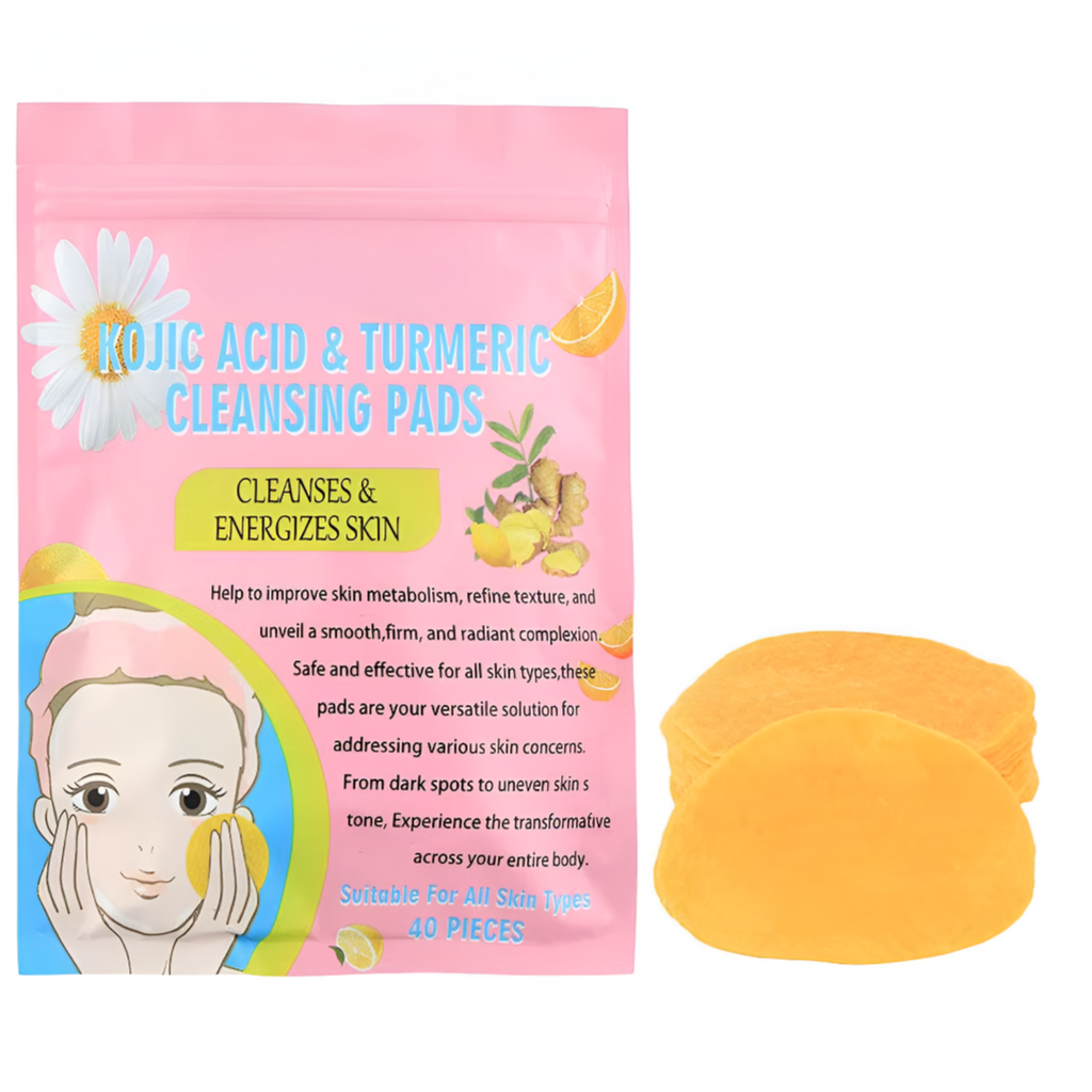 GlowClean™ Kojic Acid & Turmeric Exfoliating Pads – 40/50Pcs Daily Facial Cleansing & Skin Care